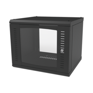 Gabinete para Montaje en Pared, Puerta de Cristal Templado, Cuerpo Fijo con Rack 19" de 9 Unidades
