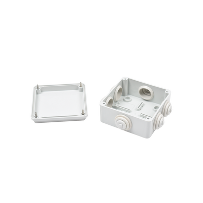 Caja de derivación de PVC Auto-extinguible con 6 entradas, tapa atornillada, 100x100x50 MM, (Medidas internas, mayor área permisible para e cable, Para exterior (IP55) - Image 2