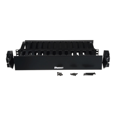 Organizador de Cables Horizontal PatchLink, Doble (Frontal y Posterior), Con Tapa Extendida, Para Rack de 19in, 2UR - Image 2