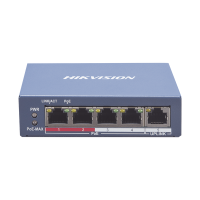 Switch Monitoreable PoE+ / 4 puertos 10/100 Mbps PoE+ / 1 puerto RJ45 Uplink / PoE Hasta 250 Metros / 60 W / Conexión Remota desde Hik-ProConnect - Image 3