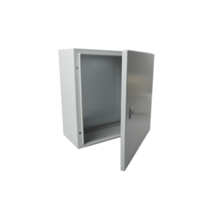 Gabinete de Acero IP66 Uso en Intemperie (400 x 400 x 200 mm) con Placa Trasera Interior y Compuerta Inferior Atornillable (Incluye Chapa y Llave).