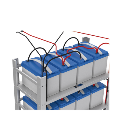 Estante Galvanizado de 3 Niveles para Instalación de 12 Baterías de Ciclo Profundo Similares a la PL-110-D12. - Image 4