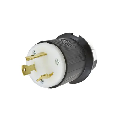 Clavija Industrial con Bloqueo de Media Vuelta / 30 A 250 V CA / 2 Polos 3 Hilos / Color Blanco y Negro / Nema L6-30P.
