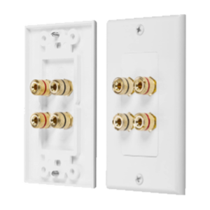 Placa de Pared | Postes de Unión Tipo Banana | Conexión para 2 Altavoces | Fácil Instalación | Conectores Chapados en Oro
