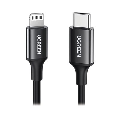 Cable USB-C a Lightning | 1 Metro | Certificado MFi | Carga Rápida 60W | 480 Mbps | PD | Conector C94 | Adecuado para iPhone, iPad y iPod | Protección Integrada | Caja de ABS | Cubierta de TPE | Color Negro.