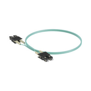 Jumper de Fibra Optica Multimodo 50/125 OM3, SC-SC Duplex, OFNR (Riser), Color Aqua, 3 Metros