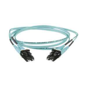 Jumper de Fibra Optica Multimodo 50/125 OM3, LC-LC Duplex, OFNR (Riser), Color Aqua, 1 Metro