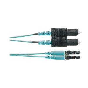 Jumper de Fibra Optica Multimodo 50/125 OM4, LC-SC Duplex, OFNR (Riser), Color Aqua, 3 Metros