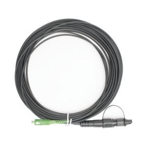 Jumper de Fibra Óptica, conector SC/APC - conexión a caja FDP460, redondo, 10 metros, forro 3 mm, G657A2, negro