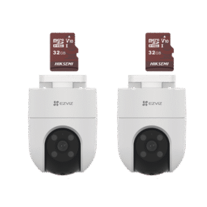 Kit de Camaras WiFi, Incluye 2 Piezas CS-H8C/5MP y 2 Piezas HS-TF-E1/32G / Audio de Dos Vías / Detección de Movimiento / Luz Estroboscópica / Sirena / Uso en Exterior con Protección