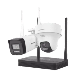 Kit IP Inalámbrico 4 Megapixel / NVS 4 Canales / 1 Cámara Bala Exterior + 1 Cámara Turret Interior con Lente 2.8 mm y Dual Light / Audio Bidireccional (Micrófono y Bocina) / Soporta Micro SD de 512 GB